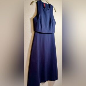 Spanx Perfect Overlay Ponte Dress Navy Sleeveless Open Back Size S